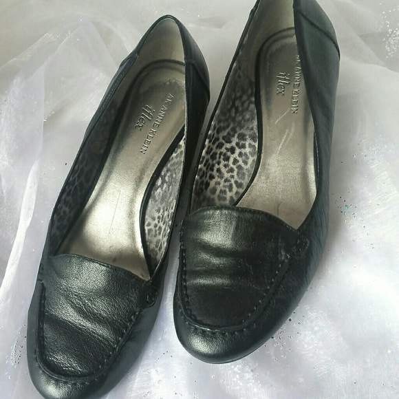 Ak Anne Klein Iflex "senator" Black Leather Wedge - Picture 5 of 5